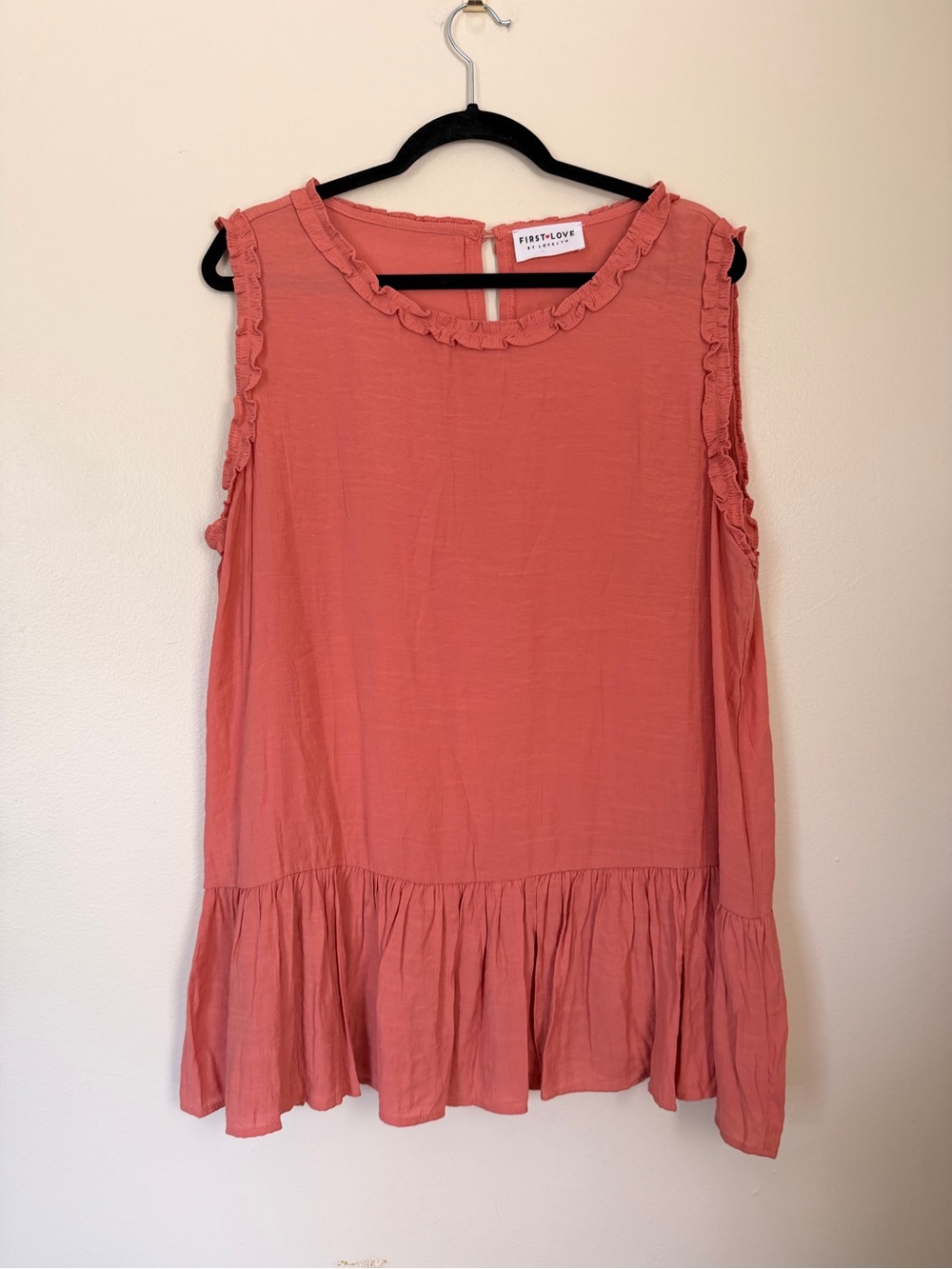 First Love Coral Ruffle Peplum Boho Tunic Size 2X